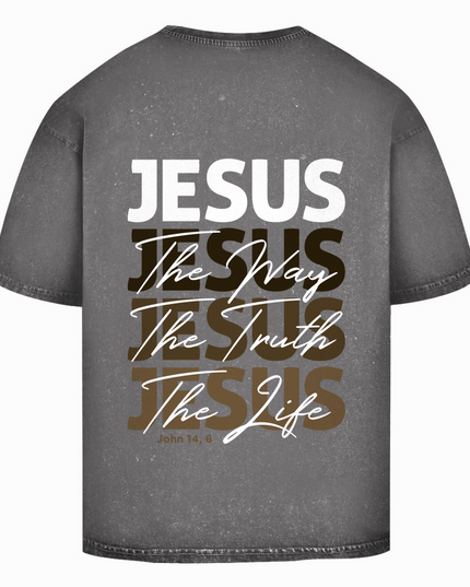 Jesús, Camino, Verdad, Vida - Camisa Oversize Lavada