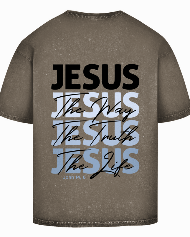 Jesús, Camino, Verdad, Vida - Camisa Oversize Lavada