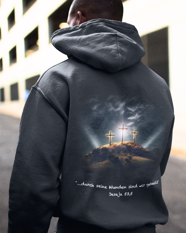 Isaiah 53.5 (backprint) - Premium Hoodie