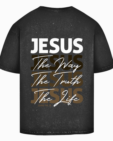 Jesús, Camino, Verdad, Vida - Camisa Oversize Lavada