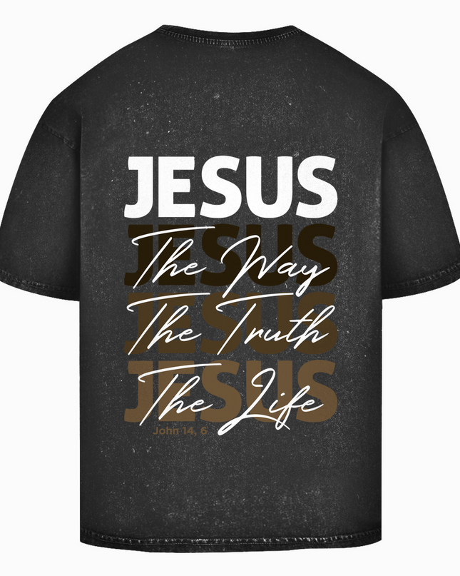 Jesus Way Truth Life - Unisex Shirt Oversize Washed