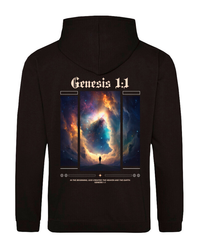 Génesis 1:1 (impreso al dorso) - Sudadera clásica con capucha