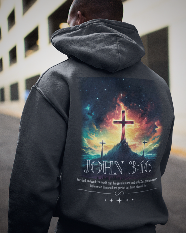 Juan 3:16 (impreso al dorso) - Sudadera clásica con capucha