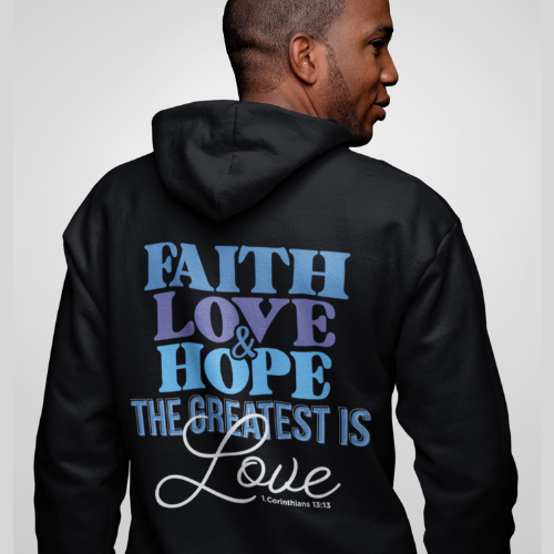 Fe, Esperanza, Amor (estampado al dorso) - Sudadera premium