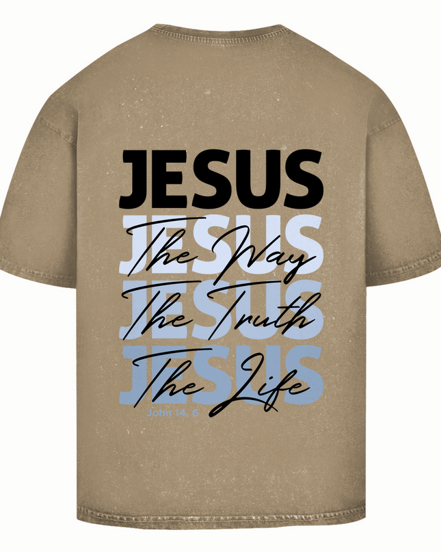Jesus Way Truth Life - Unisex Shirt Oversize Washed