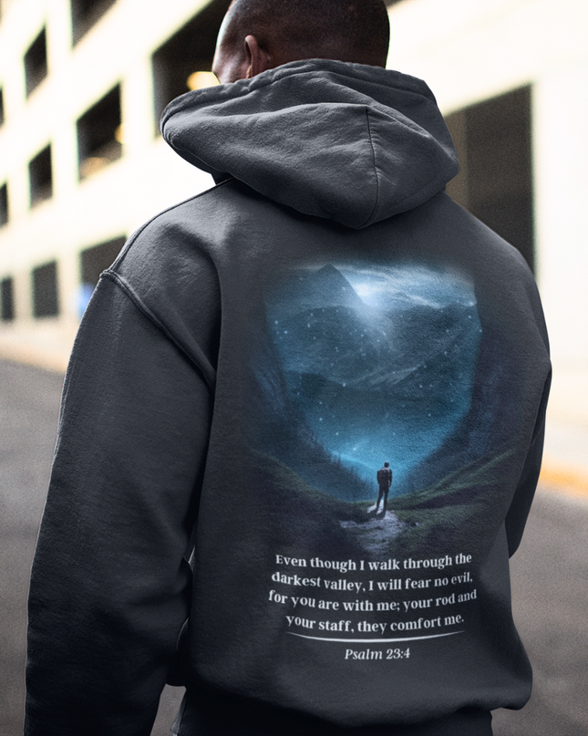 Salmo 23:4 (impreso al dorso) - Sudadera clásica con capucha