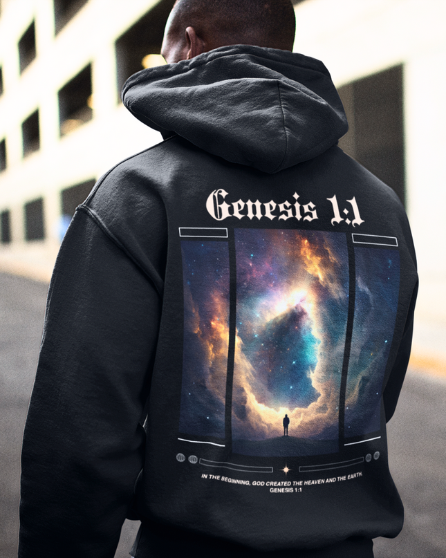 Génesis 1:1 (impreso al dorso) - Sudadera clásica con capucha