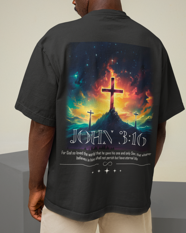John 3:16 (backprint) - Oversized shirt