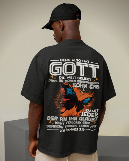 Juan 3:16 (impresión al dorso) - Camiseta extragrande premium 